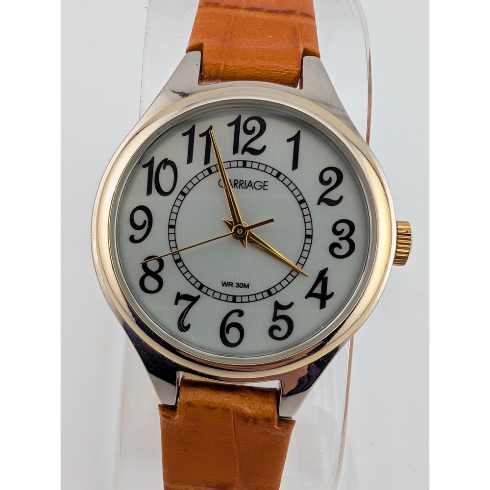 Carriage Timex Watch Women 30mm Case Leather Band C3C401- New Battery